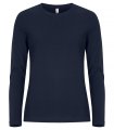 Dames T-shirt Lange Mouw Clique Premium Dark Navy